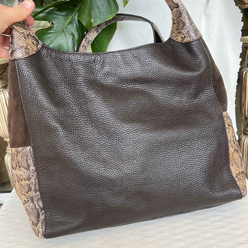CLAUDUA FIRENZE Made in Italy slouchy suede + leather combo shoulder bag - Picture 5 of 16
